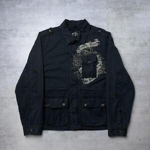 Y2K Black ProjekRaw Grunge Gothic Military Field Bomber Jacket